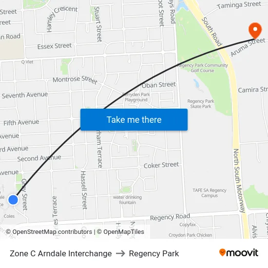 Zone C Arndale Interchange to Regency Park map