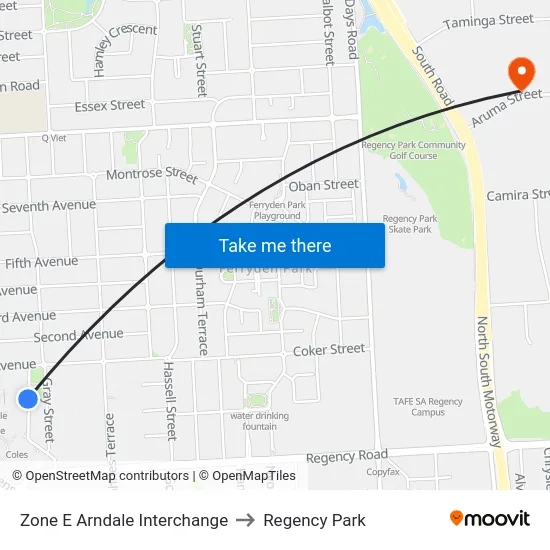 Zone E Arndale Interchange to Regency Park map