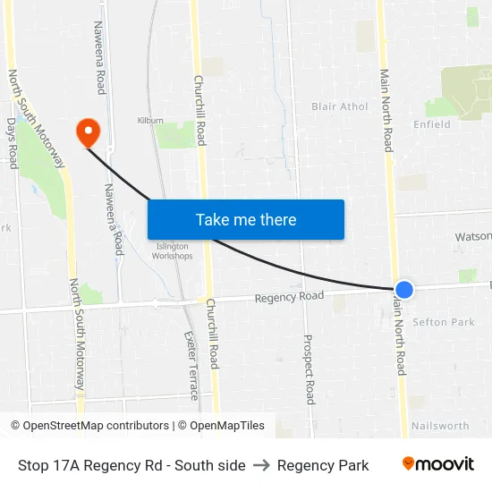 Stop 17A Regency Rd - South side to Regency Park map