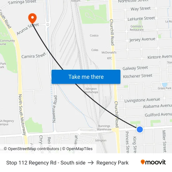 Stop 112 Regency Rd - South side to Regency Park map