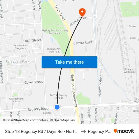 Stop 18 Regency Rd / Days Rd - North side to Regency Park map