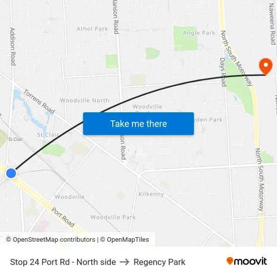 Stop 24 Port Rd - North side to Regency Park map