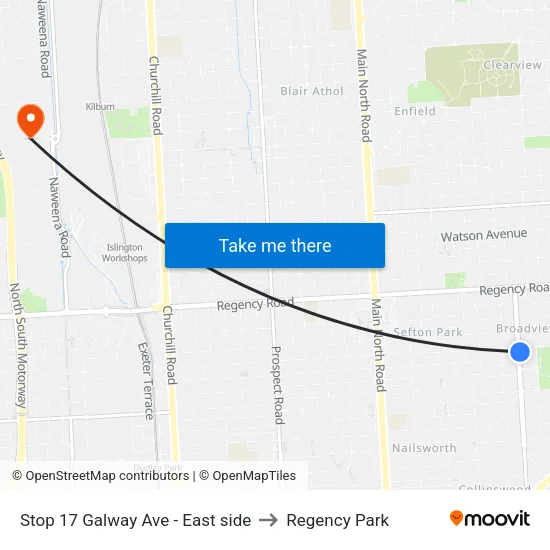 Stop 17 Galway Ave - East side to Regency Park map