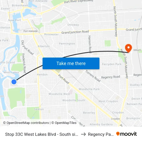 Stop 33C West Lakes Blvd - South side to Regency Park map