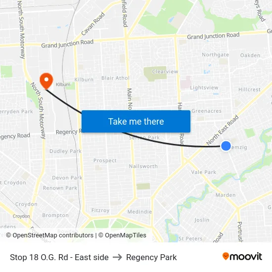 Stop 18 O.G. Rd - East side to Regency Park map