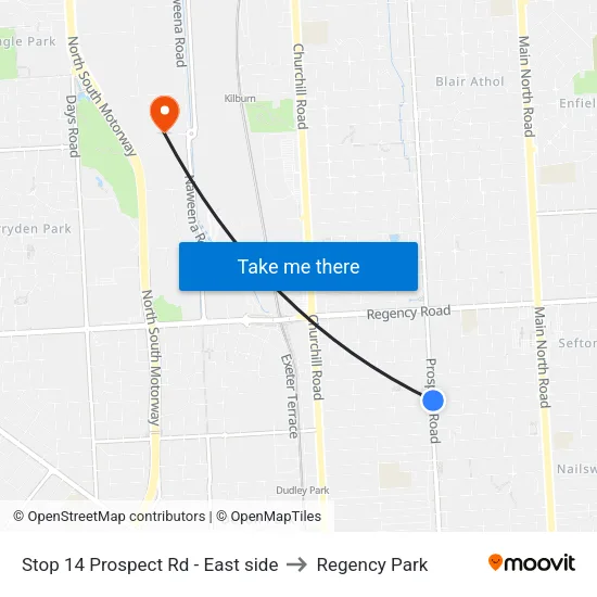 Stop 14 Prospect Rd - East side to Regency Park map