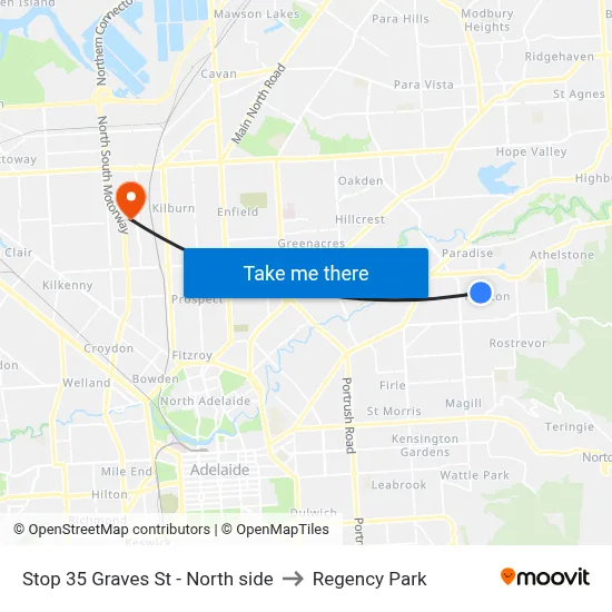 Stop 35 Graves St - North side to Regency Park map