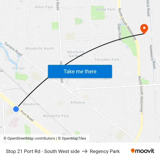 Stop 21 Port Rd - South West side to Regency Park map