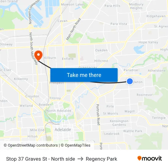 Stop 37 Graves St - North side to Regency Park map