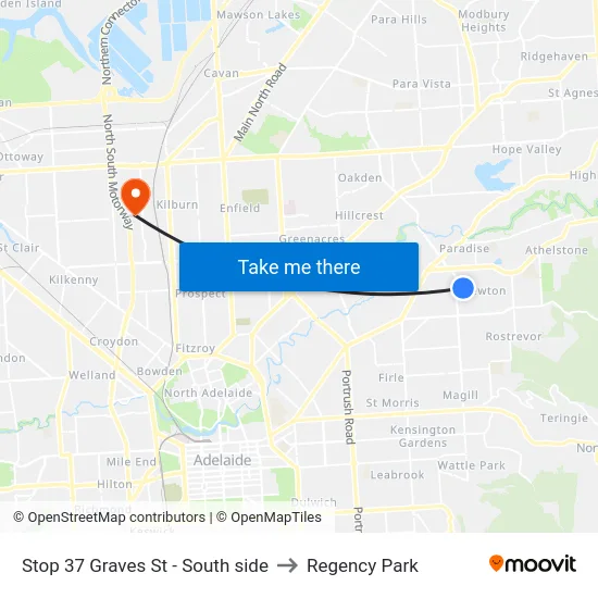 Stop 37 Graves St - South side to Regency Park map