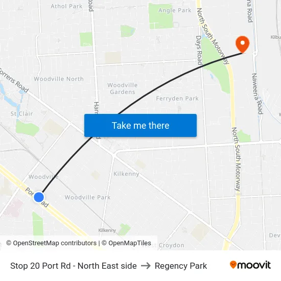 Stop 20 Port Rd - North East side to Regency Park map