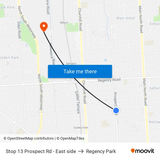 Stop 13 Prospect Rd - East side to Regency Park map