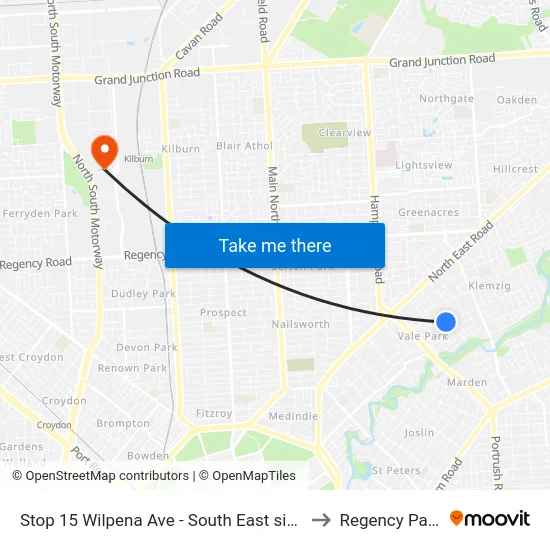 Stop 15 Wilpena Ave - South East side to Regency Park map