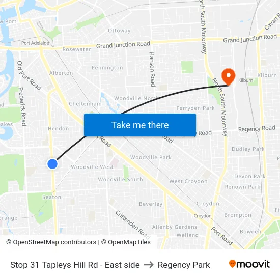 Stop 31 Tapleys Hill Rd - East side to Regency Park map