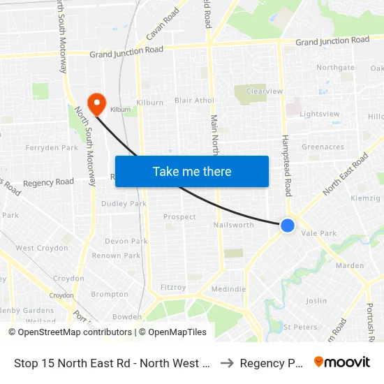 Stop 15 North East Rd - North West side to Regency Park map