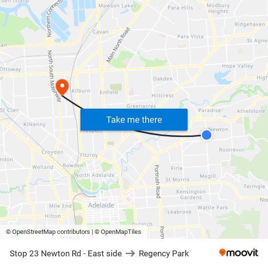 Stop 23 Newton Rd - East side to Regency Park map