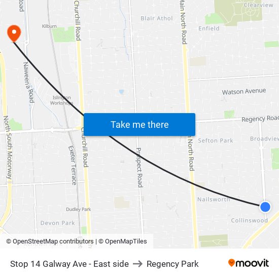 Stop 14 Galway Ave - East side to Regency Park map