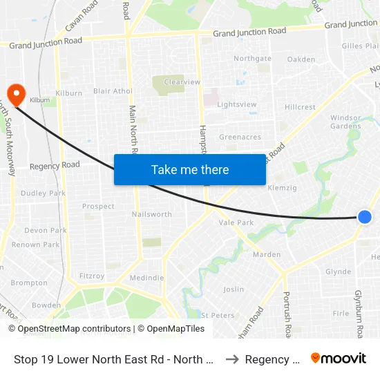 Stop 19 Lower North East Rd - North West side to Regency Park map