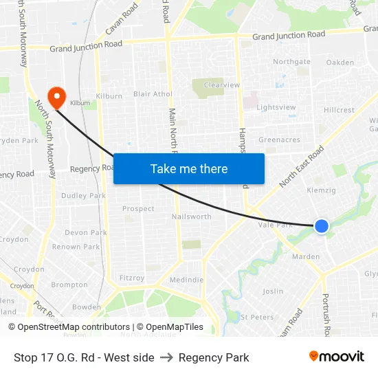 Stop 17 O.G. Rd - West side to Regency Park map