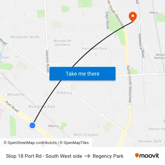 Stop 18 Port Rd - South West side to Regency Park map