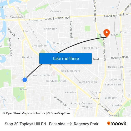 Stop 30 Tapleys Hill Rd - East side to Regency Park map