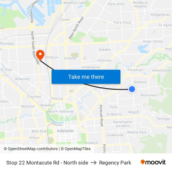 Stop 22 Montacute Rd - North side to Regency Park map