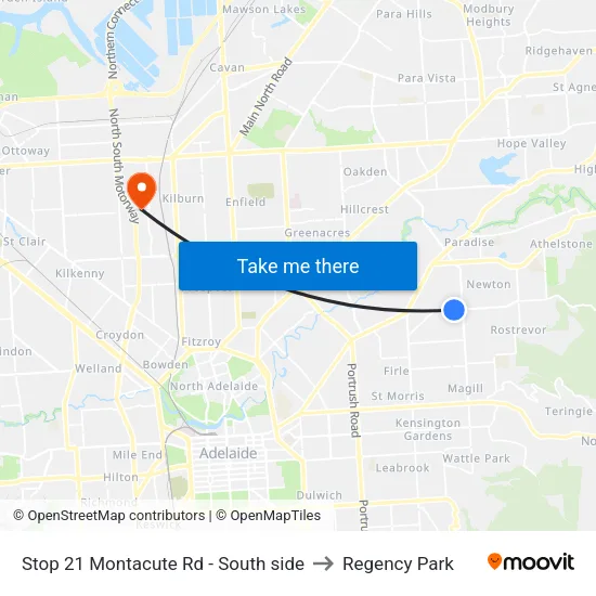 Stop 21 Montacute Rd - South side to Regency Park map