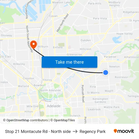 Stop 21 Montacute Rd - North side to Regency Park map