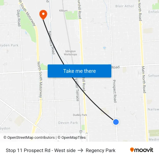 Stop 11 Prospect Rd - West side to Regency Park map