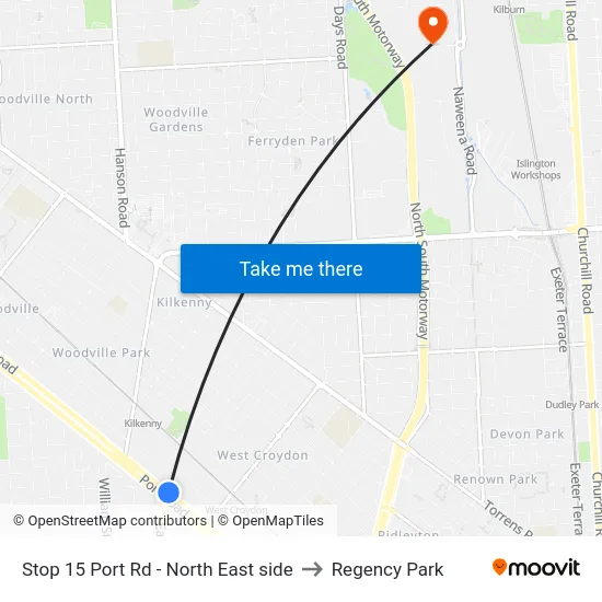 Stop 15 Port Rd - North East side to Regency Park map