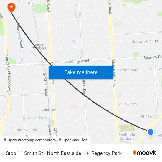 Stop 11 Smith St - North East side to Regency Park map