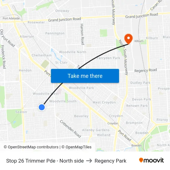 Stop 26 Trimmer Pde - North side to Regency Park map