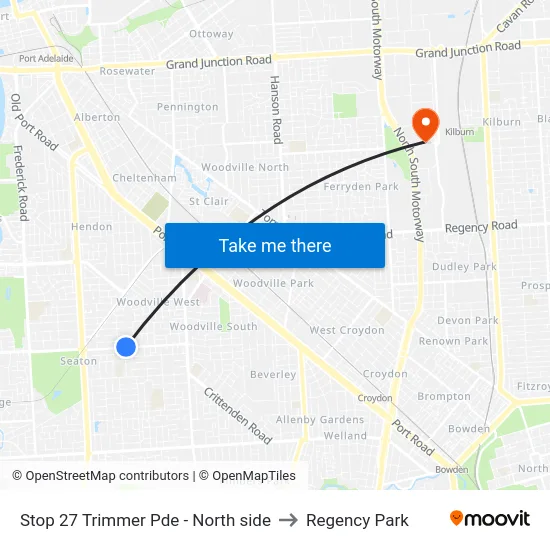 Stop 27 Trimmer Pde - North side to Regency Park map