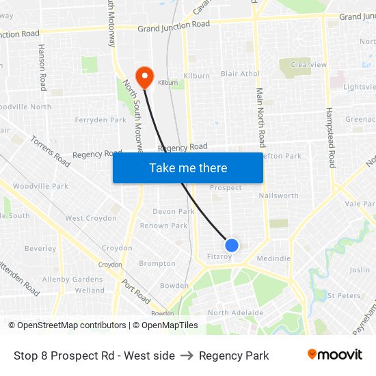 Stop 8 Prospect Rd - West side to Regency Park map