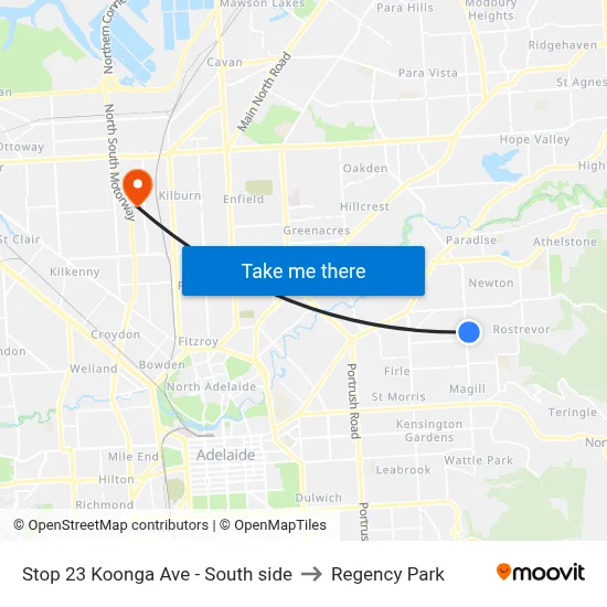 Stop 23 Koonga Ave - South side to Regency Park map