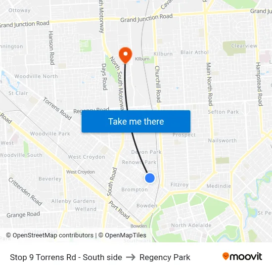 Stop 9 Torrens Rd - South side to Regency Park map