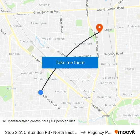 Stop 22A Crittenden Rd - North East side to Regency Park map