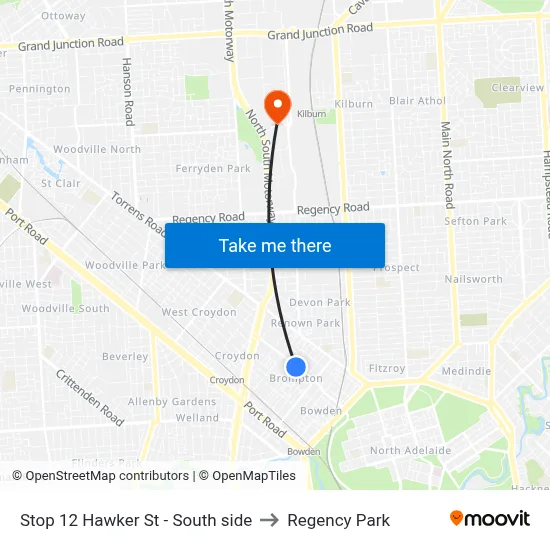 Stop 12 Hawker St - South side to Regency Park map