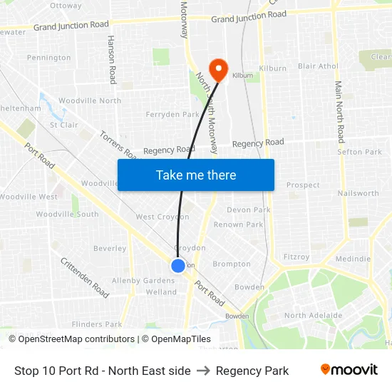 Stop 10 Port Rd - North East side to Regency Park map