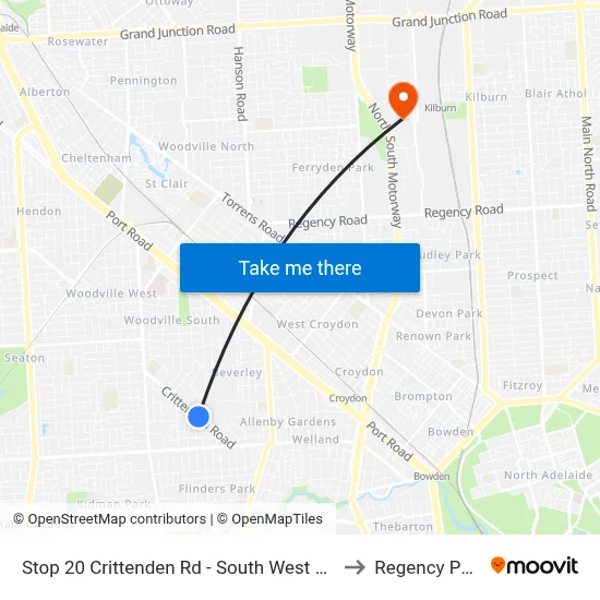 Stop 20 Crittenden Rd - South West side to Regency Park map