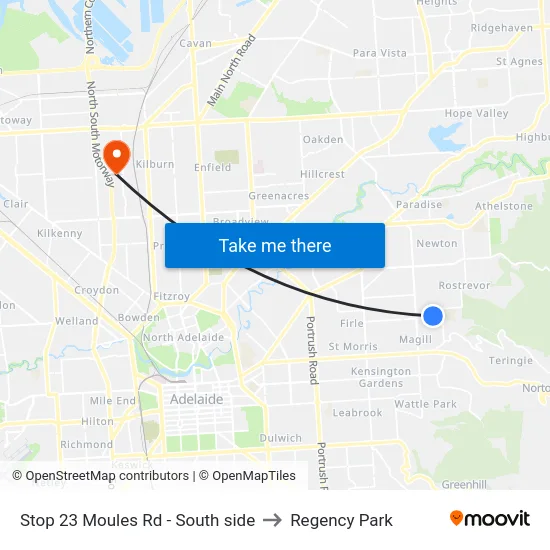 Stop 23 Moules Rd - South side to Regency Park map