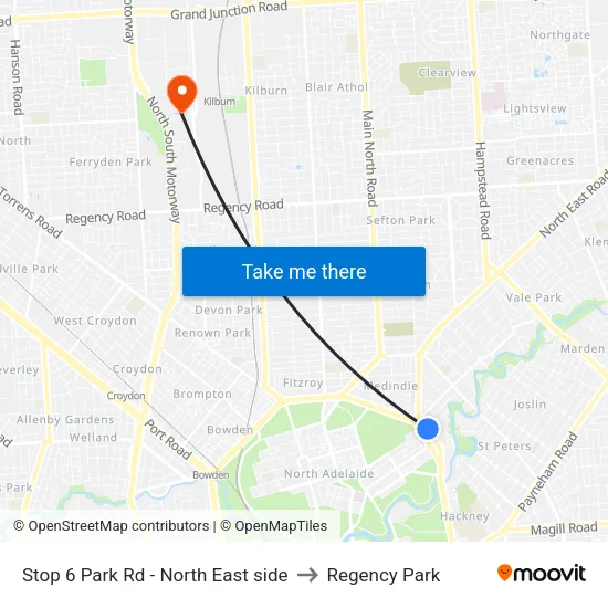 Stop 6 Park Rd - North East side to Regency Park map