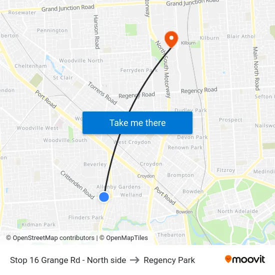Stop 16 Grange Rd - North side to Regency Park map
