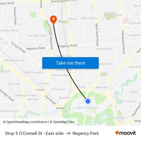 Stop 5 O'Connell St - East side to Regency Park map