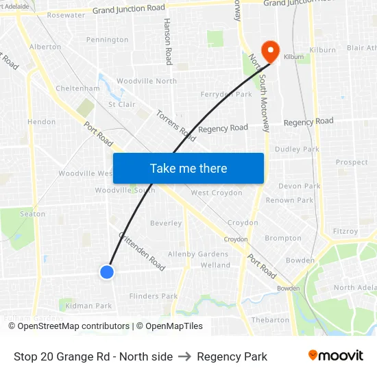 Stop 20 Grange Rd - North side to Regency Park map