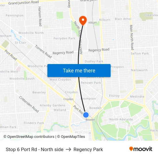 Stop 6 Port Rd - North side to Regency Park map