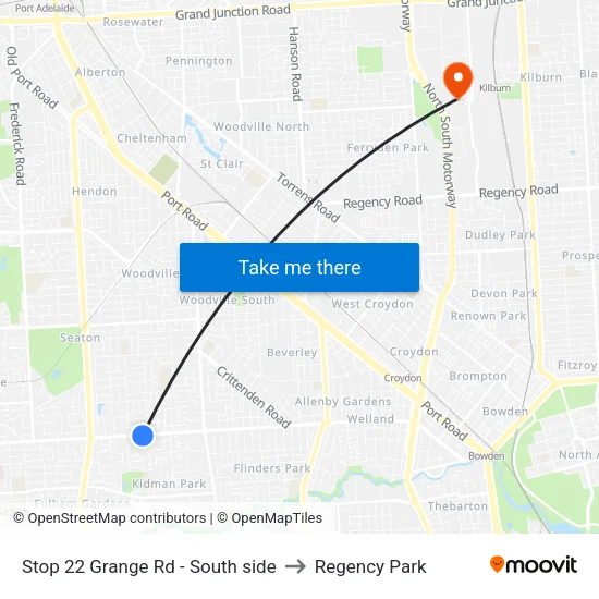Stop 22 Grange Rd - South side to Regency Park map