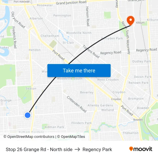 Stop 26 Grange Rd - North side to Regency Park map