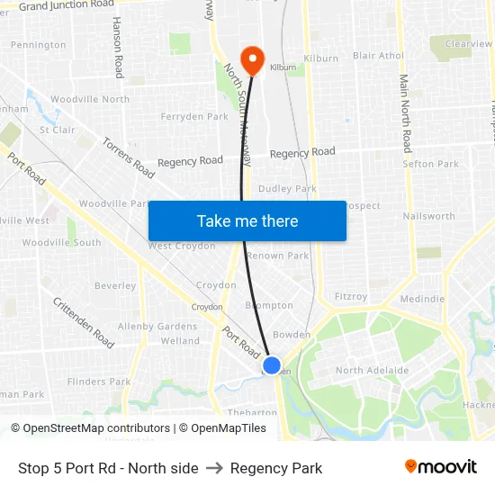 Stop 5 Port Rd - North side to Regency Park map