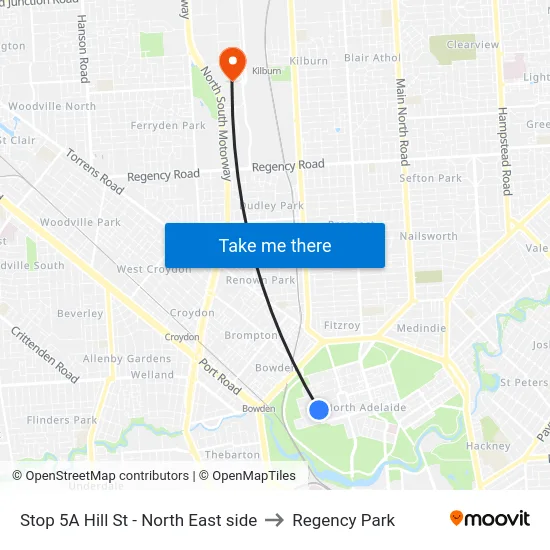 Stop 5A Hill St - North East side to Regency Park map
